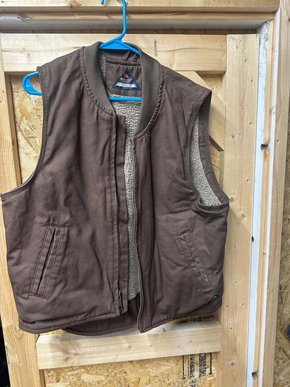 Ridgecut Toughwear Canvas Sherpa Lined Vest Size L Brown Workwear